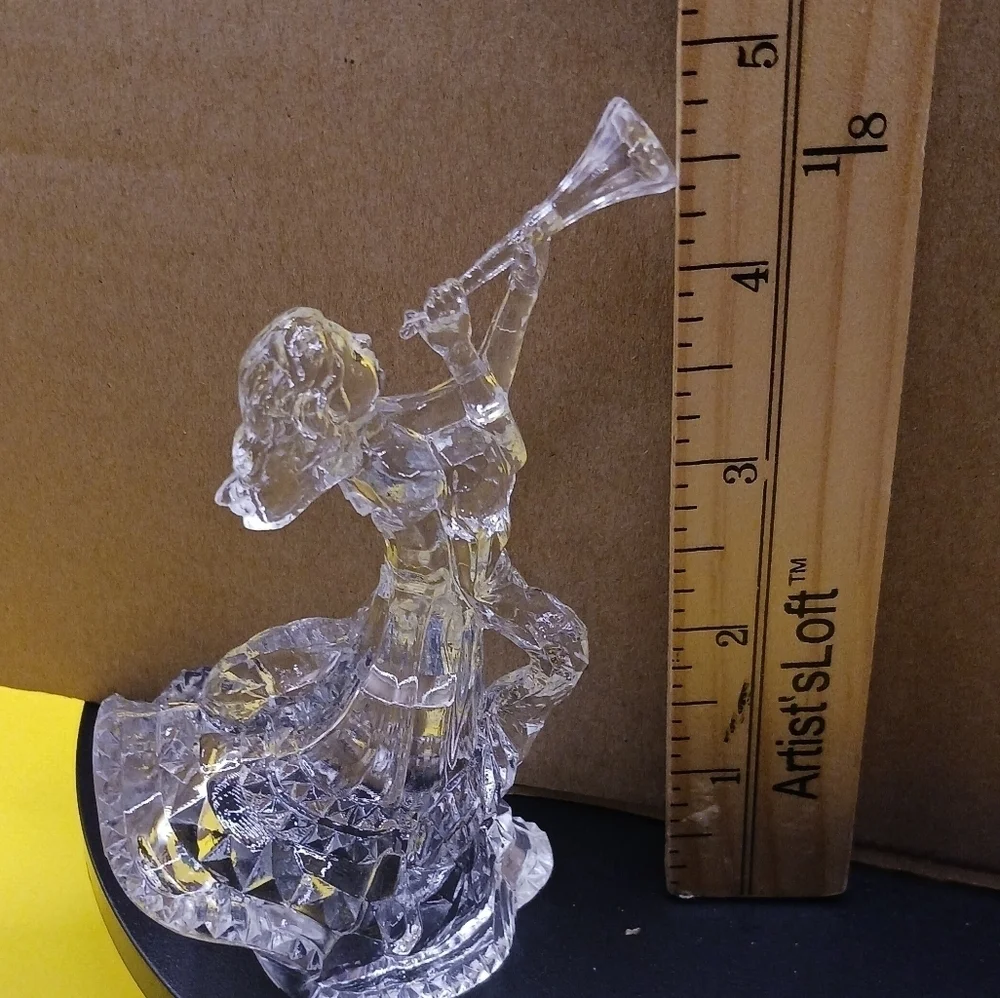 Handcrafted Crystal Figurine Of Woman Playing Trumpet